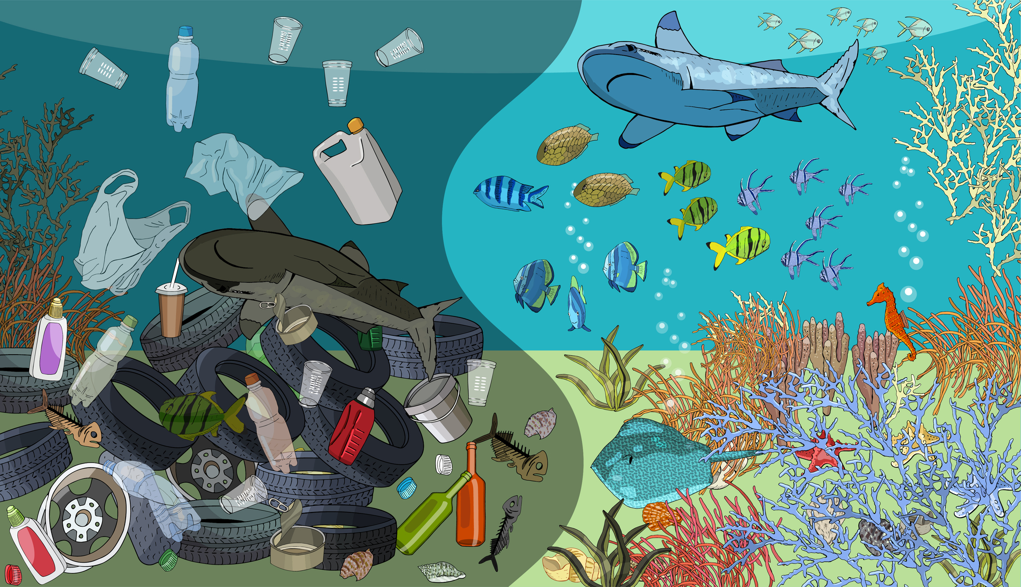 Загрязнение океана плакат